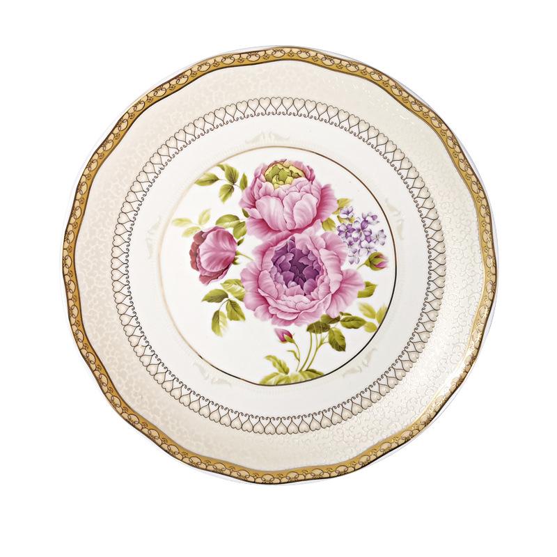 Chinesische Keramikplatte Haushalt 8 Zoll Flache Platte Französisch Vintage Westliches Geschirr Blütchen Porzellan China Tafelgeschirr Backen