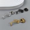 Hollow Design Fish Bone Badge Stainless Steel Fish Skeleton Lapel Pin  Suit Decoration