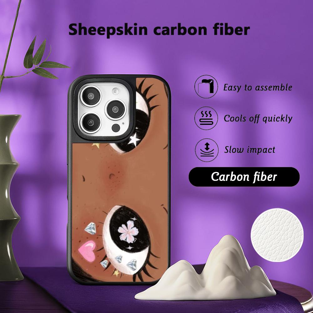 Big-eyed cute girl cartoon design Phone Case for iPhone 17 16 e 15 14 13 12 Pro Max Sheepskin Silver-edged protective case