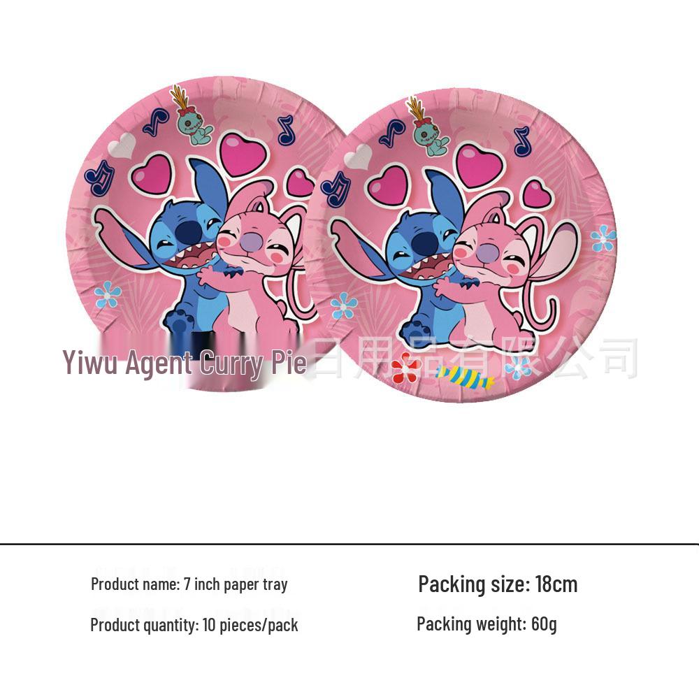 Pink Lilo & Stitch Party Set: Plates, Cups, Napkins, Tablecloths, Goodie Bags, Banners, Invitations