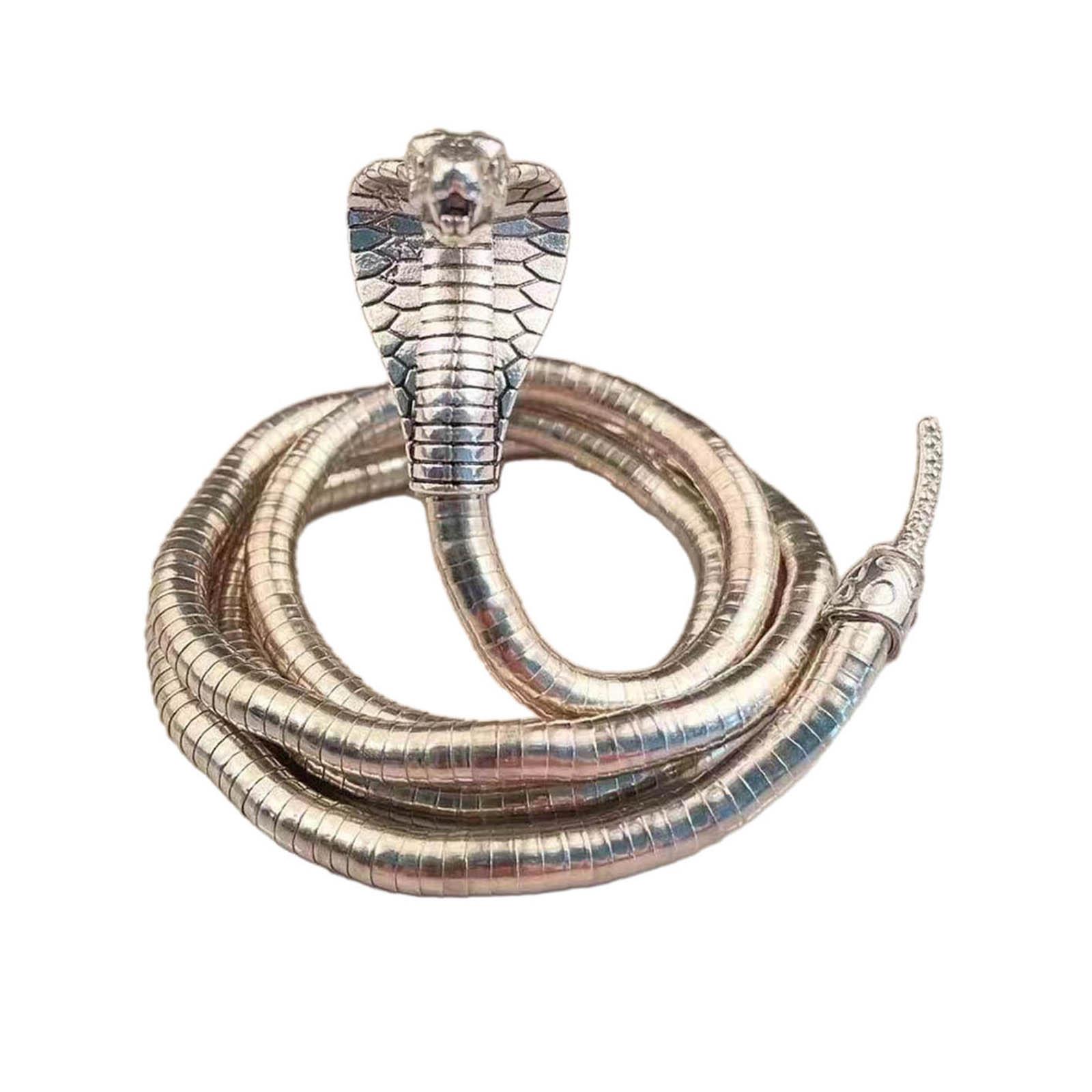

Punk Snake Choker Unique Bendable Snake Bracelet Flexible Multilayer Metal Snake Necklace Bracelet Jewelry for Women 3 срібний