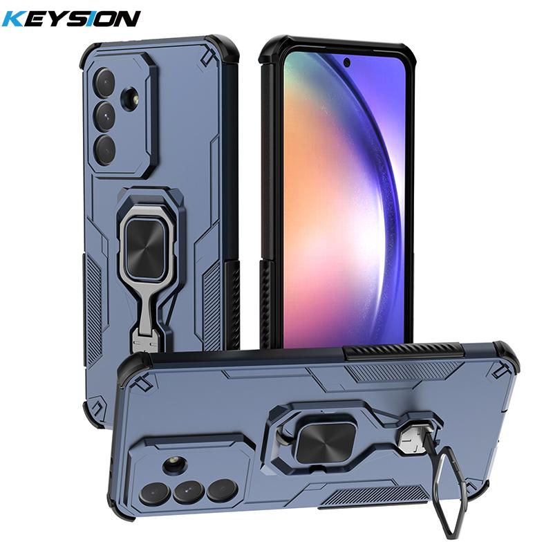 

KEYSION Shockproof Case for Samsung A56 5G A36 A16 Soft Silicone+PC Upright Metal Ring Stand Phone Cover for Galaxy A16 A36 A56 for Samsung A16 5G