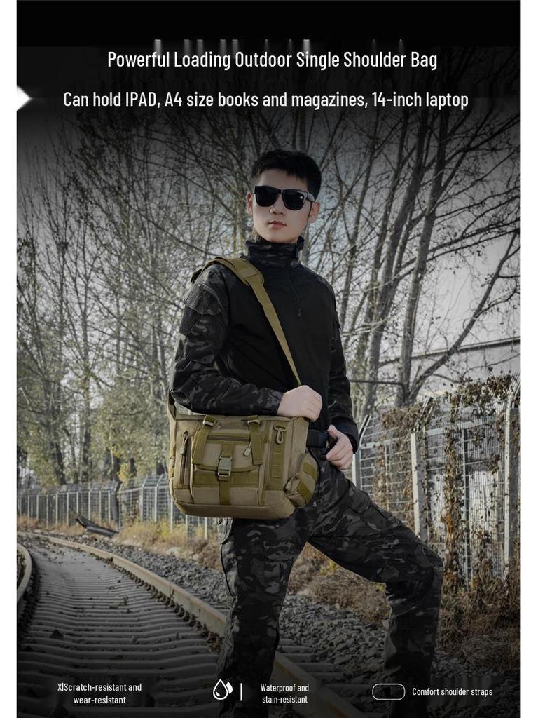 Men's Camouflage MOLLE Single Shoulder Laptop & Crossbody Bag - Fits iPad 3 & A4 Books