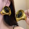 Vintage Geometric Resin Oval Earrings Elegant Women Jewelry