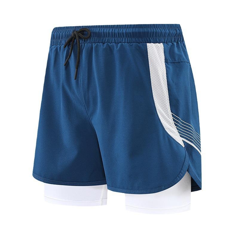 Men's Quick-Dry 3/4 Running Shorts with Phone Pocket, Layered Design, Anti-Exposure Fitness Pants for Morning Runs.