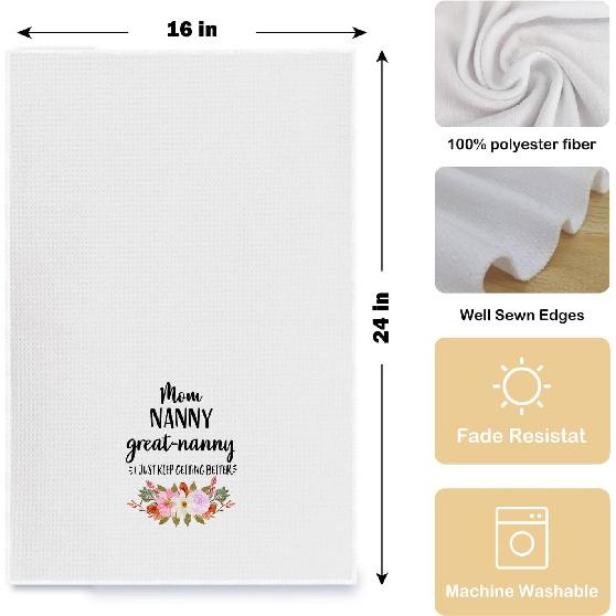 Great Nanny Grandma Gifts Kitchen Towels, Pregnancy Announcement for Grandma Nanny Dish Tea Towels, Gifts for Great Grandmother Decorative Hand Towel