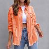 2026 Europäische und amerikanische süße Mode Spice Girls Sommer neue Revers Langarm Jeansjacke mit Löchern für Damen