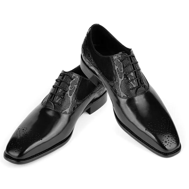 Fashion Handmade Business Wedding Formal Shoes Cowhide Pointed Lace-up Men's Shoes Comfortable Office Oxford Shoes Fashion Leather Shoe