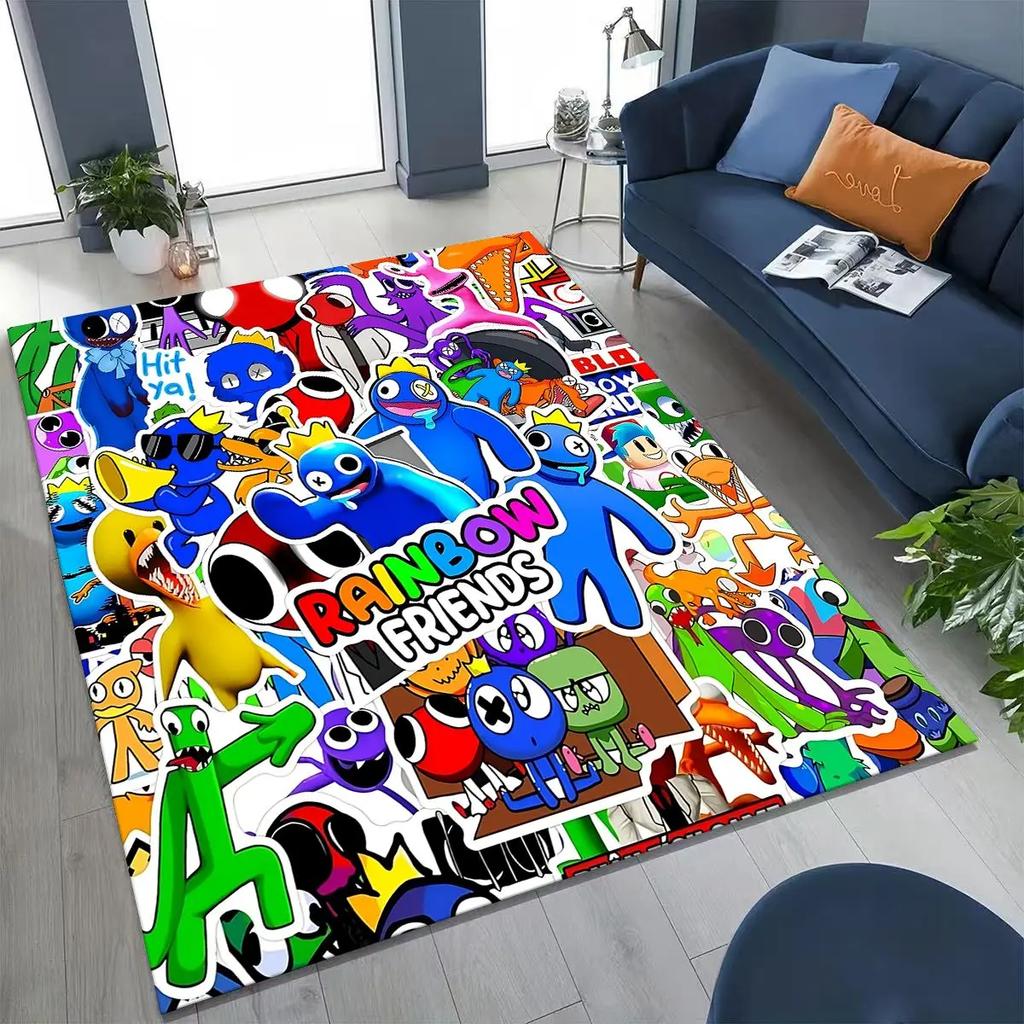 Game 3D R-Rainbow F-Friends Cartoon Art Rug for Bedroom Living Room Sofa Home Doormat Decor,Large Kid Play Non-slip Floor Mat