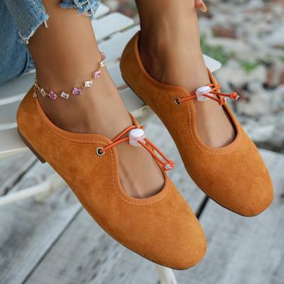 Flache Schuhe Herbst Neu Runde Zehenpartie Flach Wildleder Weiche Sohle Rutschfest Übergröße Damenschuhe