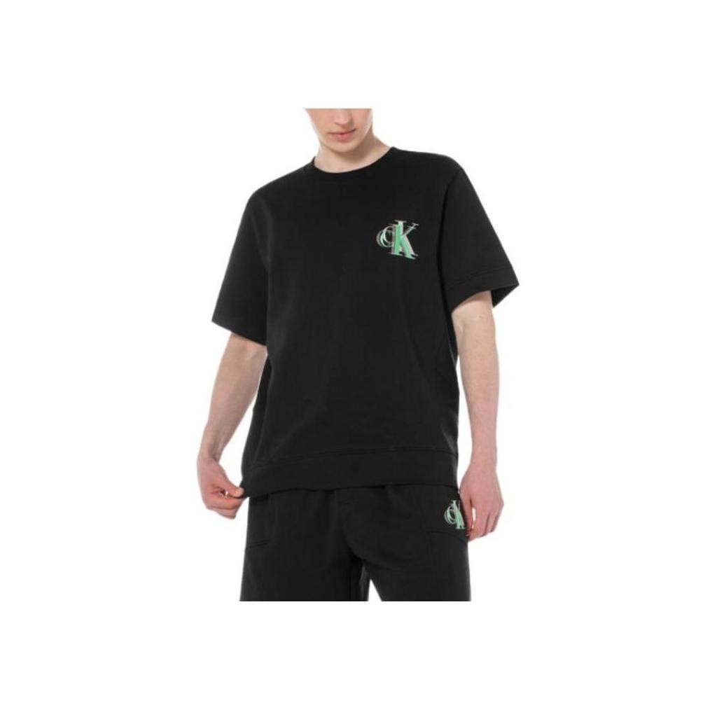 Calvin Klein Logo Print Crew Neck T-Shirt Men Tops Space-Black J323193-BEH