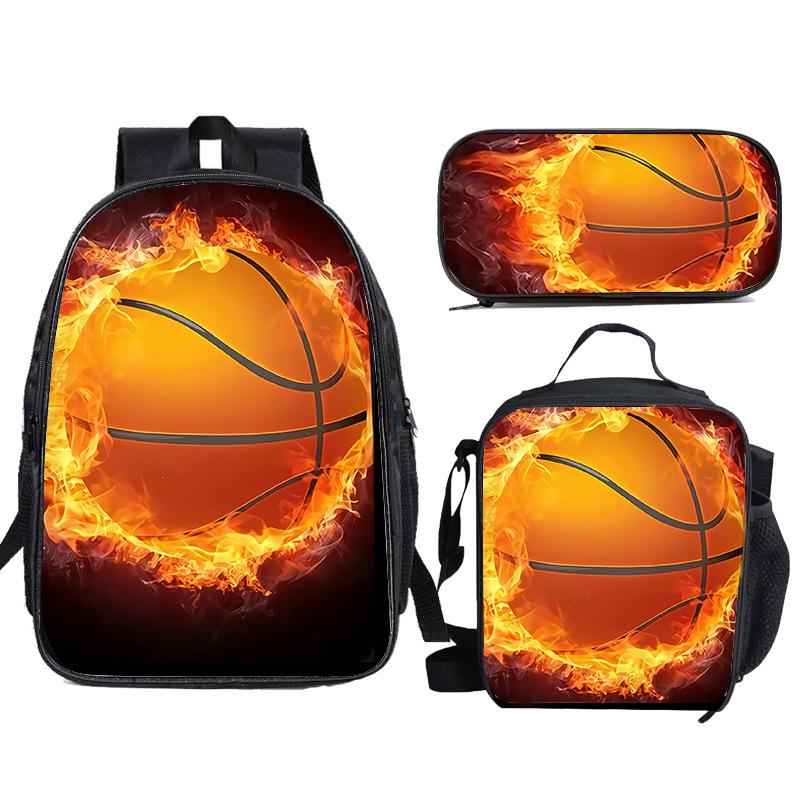 Elementary school students' simple large capacity basketball backpack, 1-3 grade lunch bag, pencil case, children's backpack