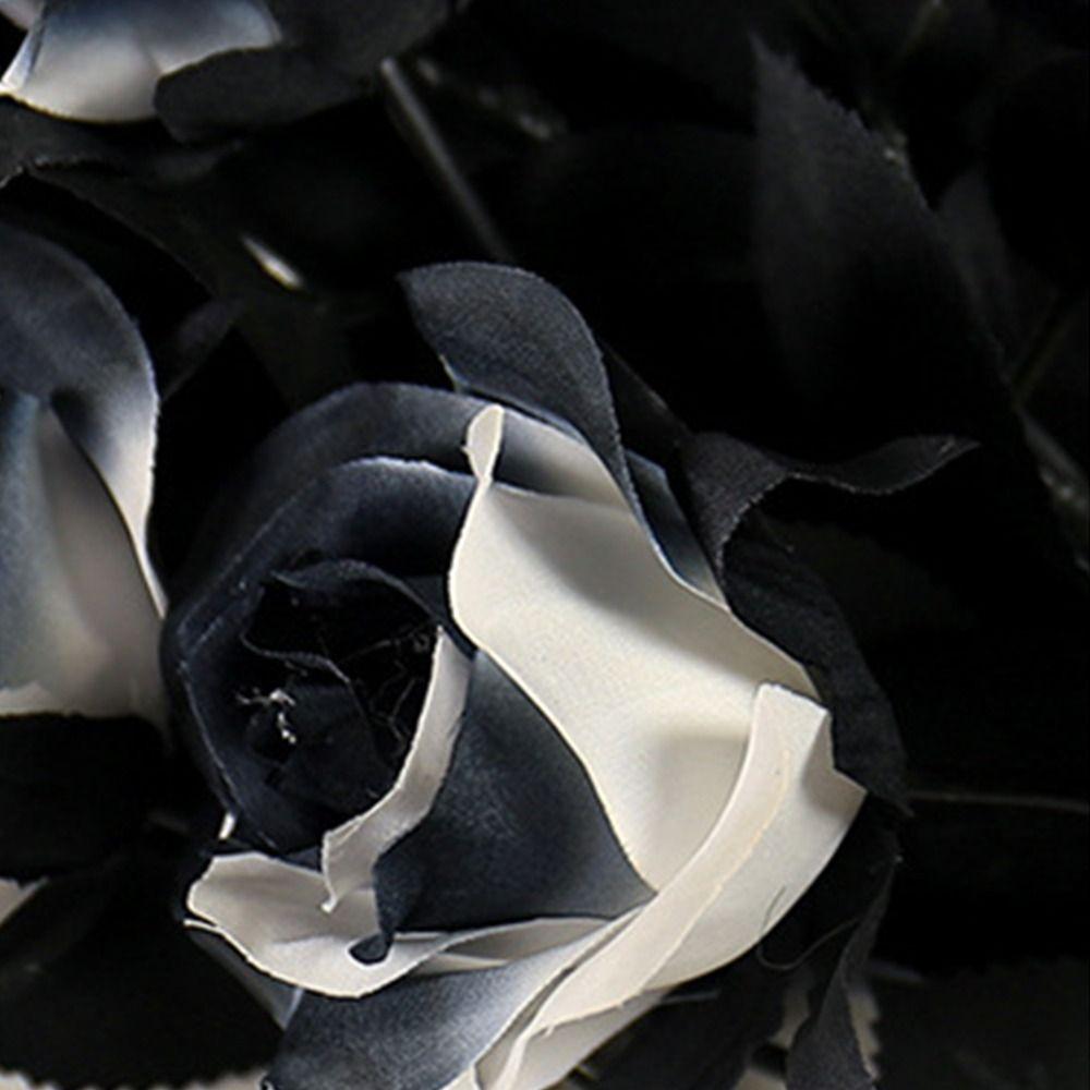 Gothic Faux Flowers Black White Simulation Flowers  Home Garden Party Decor