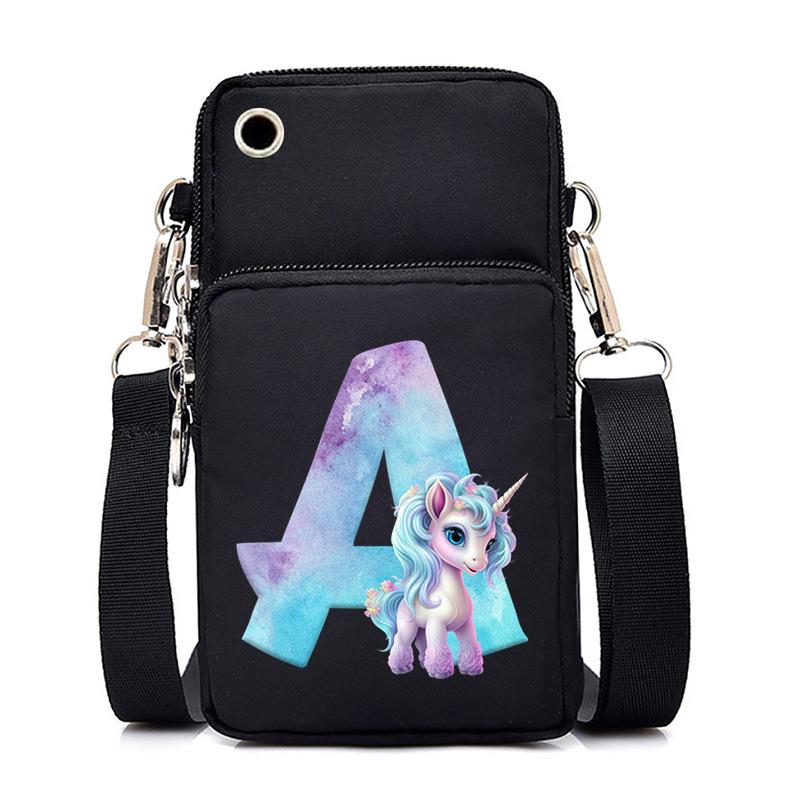 

Alphabet printed mobile phone bag lightweight carry multi-function messenger bag 20*10cm