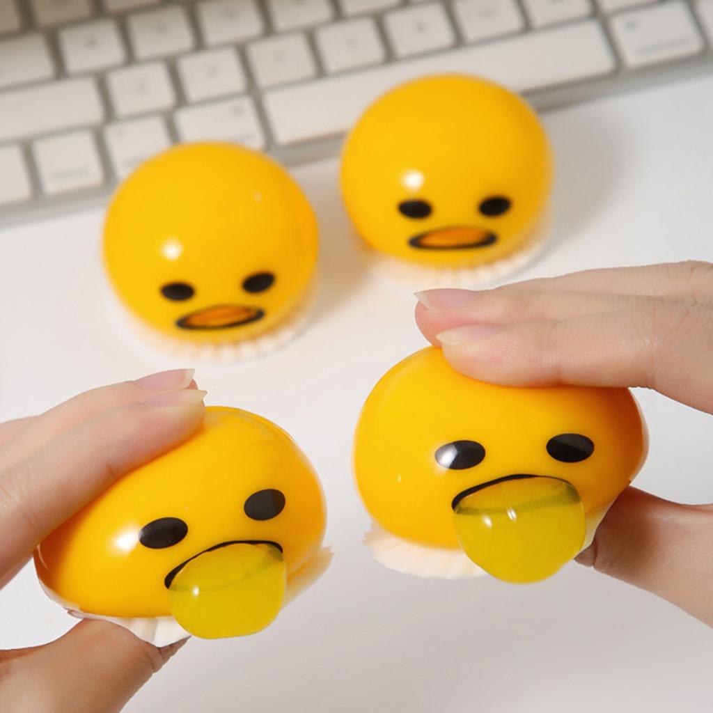 Cute Yellow Round Sucking Vomit Lazy Egg Yolk Exhaust Decompression Toy Fun Decompression Toy Sensory Toy Tricky Game Suitable For Children And Adults
