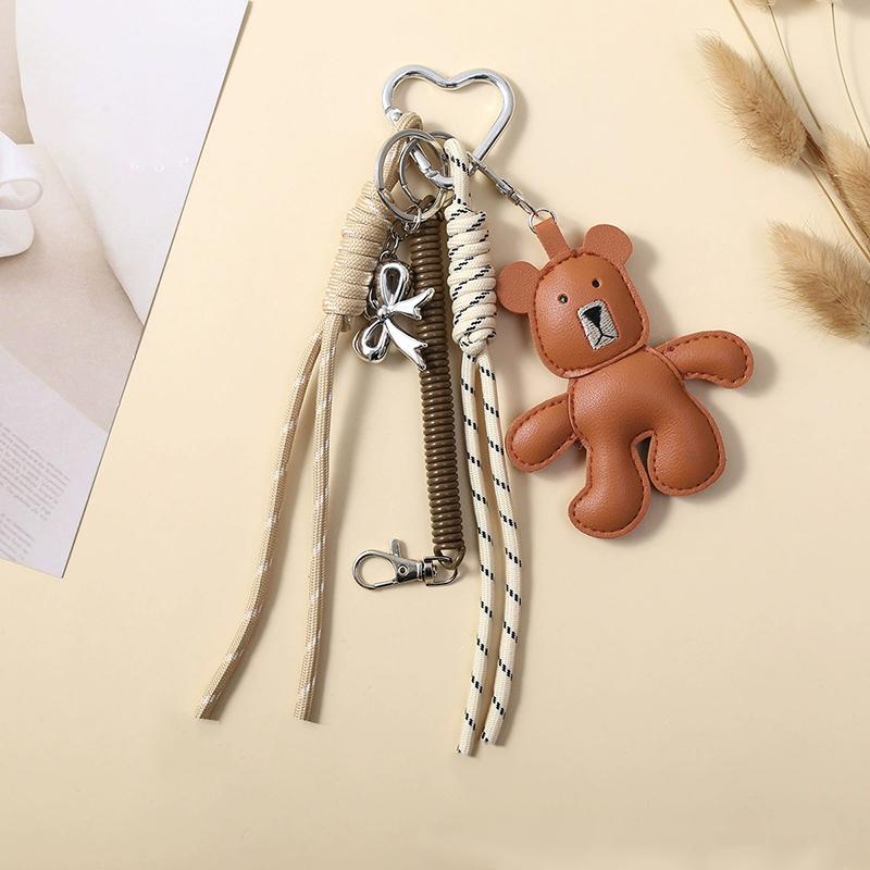 Yogodlns Faux Leather Bear Mini Backpack Hanging Handbag Pendant Bag Pendant Bags Accessories