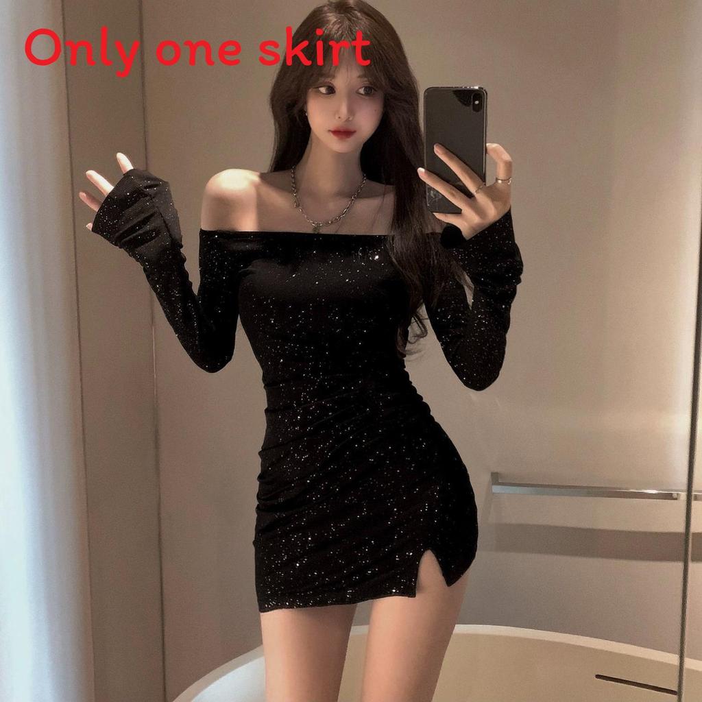 Black Satin One Shoulder Dress With Rhinestone Embellishments For Evening Wear