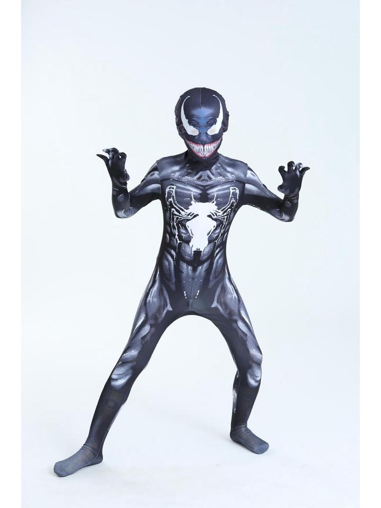 Venom Superhero Bodysuit Halloween Costume: Spiderman & Black Panther Cosplay Jumpsuit