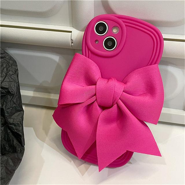 

Ins Корея милый 3d розовый бантик браслет-браслет чехол для телефона для Iphone 13 12 11 Pro Max Xr X Xs простой противоударный мягкий чехол For iPhone 13ProMax