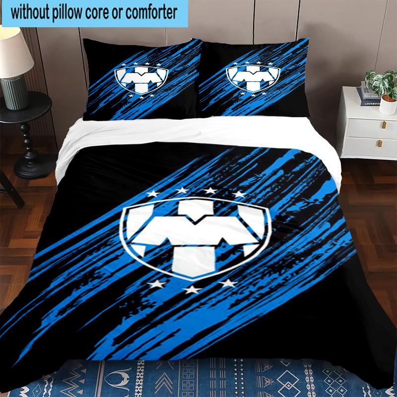 3pcs Monter-rey Football Crest Art Printed Bedding Set Duvet Cover Closure Includes 1 Duvet Cover & 2 Pillowcases Bedding Sets Home Decor Gifts