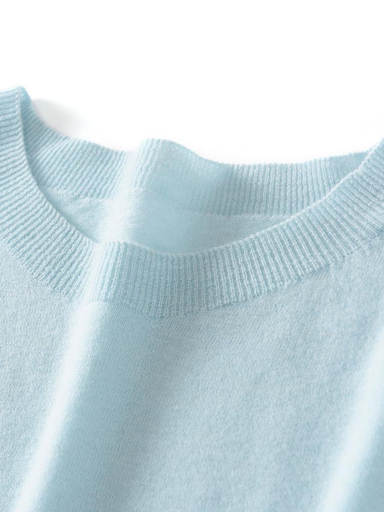Women's 100% Pure Wool Seamless Knit Sweater, Machine Washable, Round Neck Spring Top