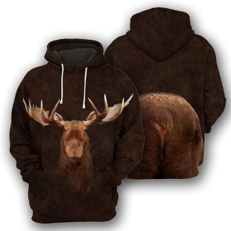 3D Eternal Love Heren Hoodie Losse Casual Lange Mouw Modieus 3D Dierenprint L