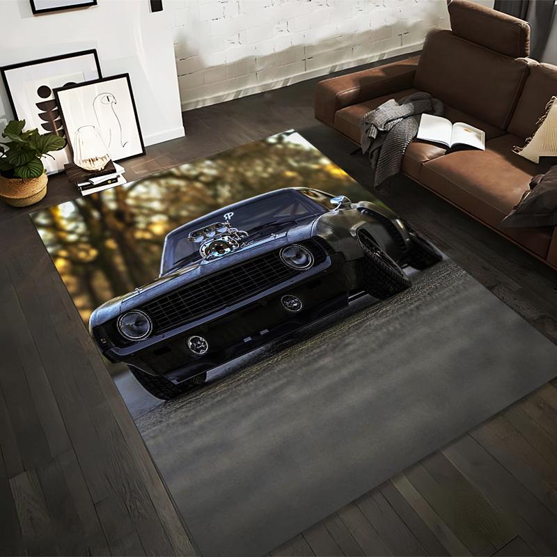 

Classic Vintage Muscle Car Print Design Carpet with Supercharger Front View Suitable for use as an anti-slip for room and bedroom sofas 40x60cm( 15x23in )