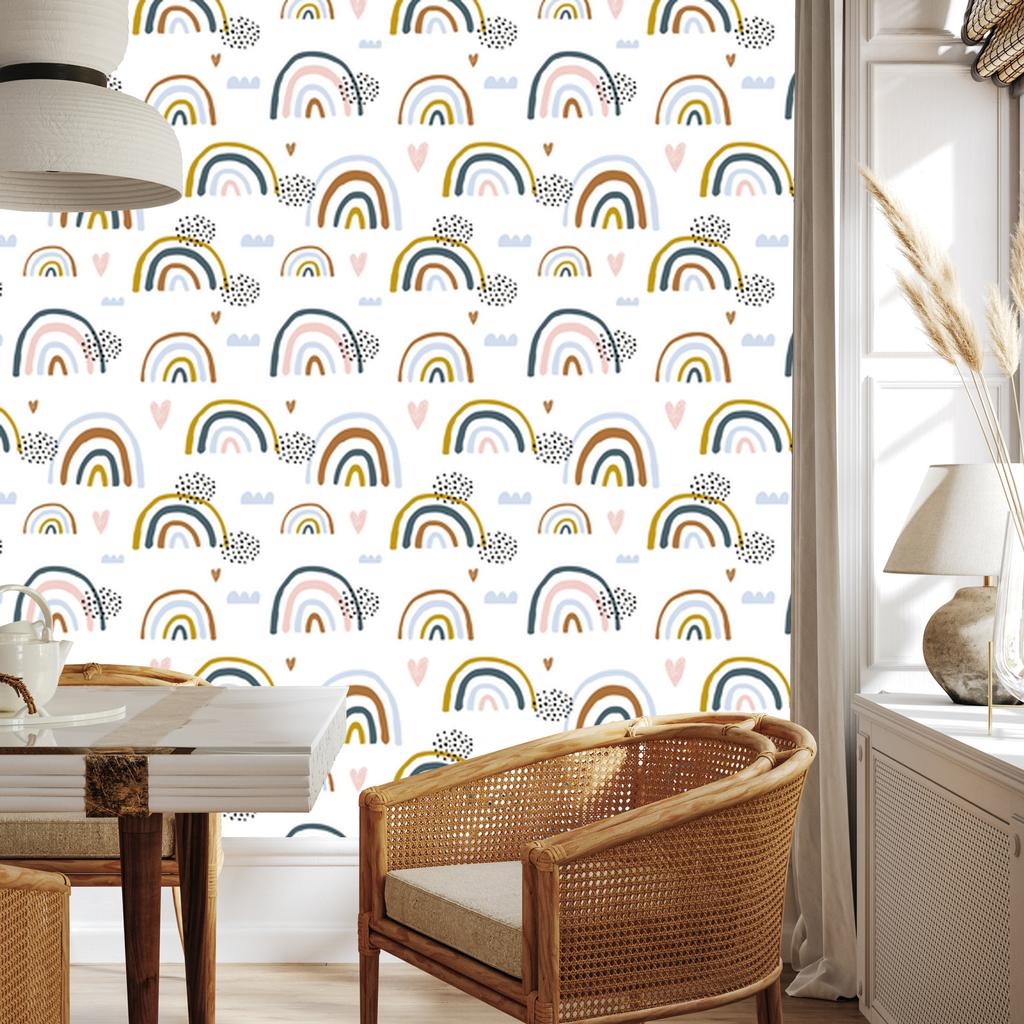 Hearts and Rainbows Wallpaper for Living Room and Bedroom 50x1000