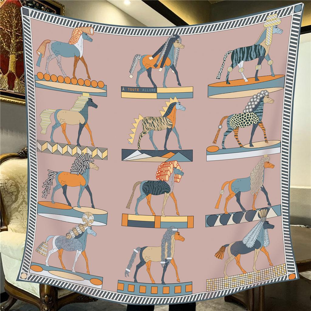 Sciarpa Quadrata da Donna in Finta Seta e Lana 110X110M Elegante Chic Lusso Regalo di Natale Compleanno Festa Ufficio Wrap Quotidiano