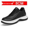 Men's 8cm Height Boosting Cowhide Sneakers - Trendy, Thick Sole, Casual & Sporty