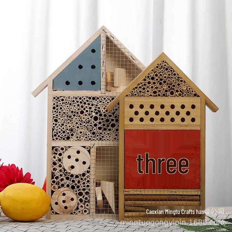 

Расписной деревянный домик для насекомых и бабочек - Уличное украшение и гнездо для пчел 19.5*29.5*4