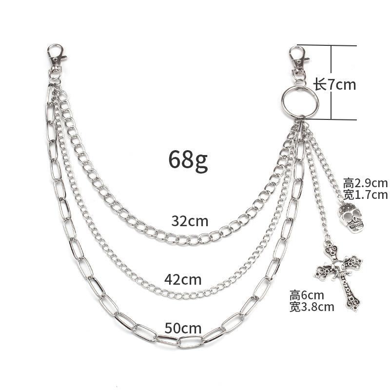 Punk Hosenkette Totenkopf Dekorative Metall-Taillen-Schlüsselanhänger Für Männer Frauen Jeanshose Gothic Vintage Hip-Hop Schmuck Zubehör