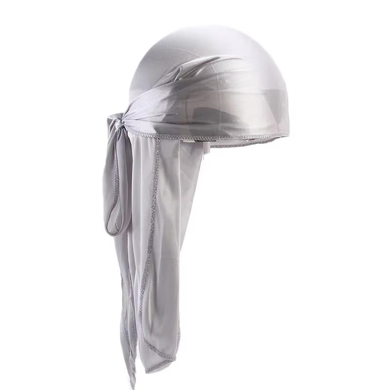 Unisex Silky Long Tail Durag Pirate Hat Turban Fashion Headwraps Cap Bandana Women Men Headwear Caps Hijab Hair Accessories
