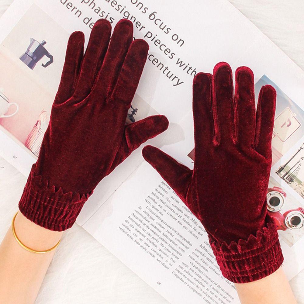 Driving Gloves Autumn Winter Velvet Women Gloves Thick Plush Full Finger Mittens Furry Warm Mitts