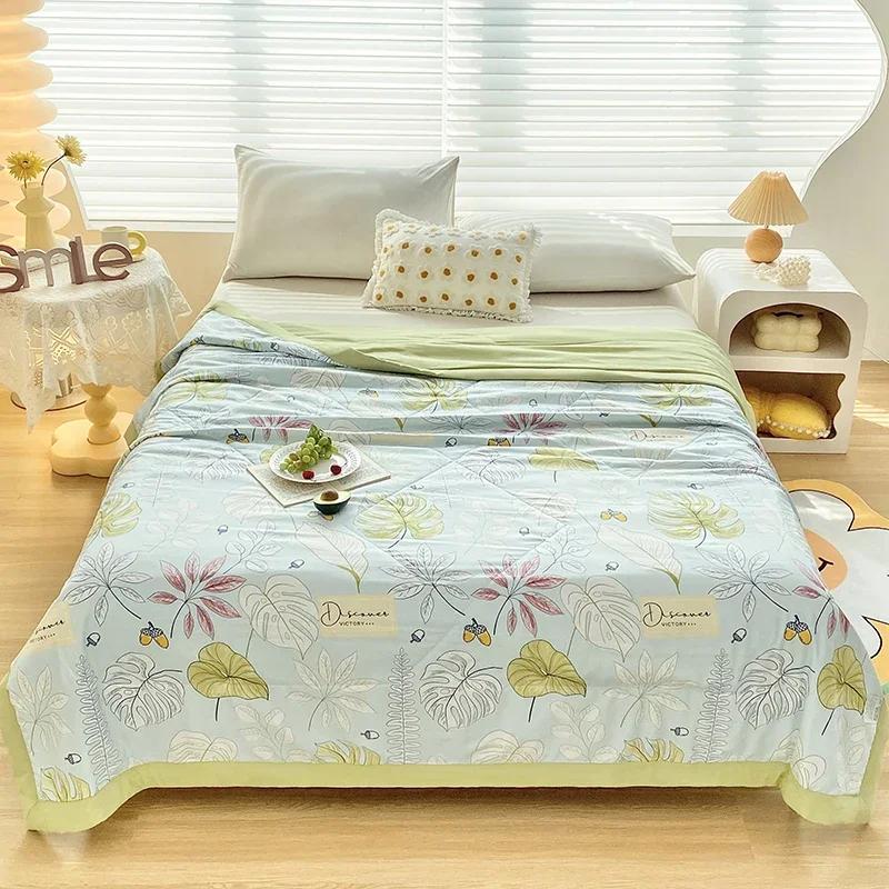 Cute Zoo Animals Print Quilt Bedspreads Children Adults Thin Comforter Summer Quilt Single Double Bed Air-Condition Bed Blanket