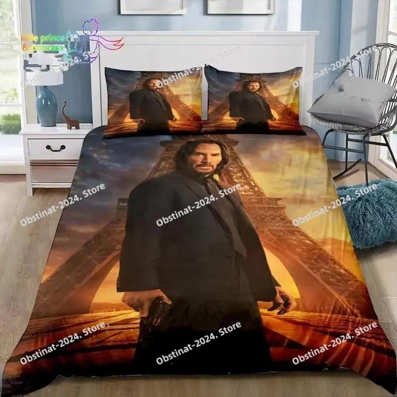 Thriller Film John Wick Bedding Set Duvet Cover Full Queen King Size Pillowcase Bed Print Bed Set Aldult Kid Bedroom Single Twin