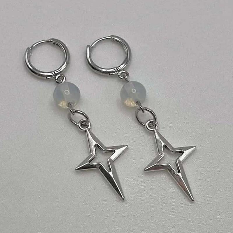1 Pair Stainless Steel Opal Star Earrings Featuring Comfortable Fit and Easy Cleaning for Sensitive Skin Wear