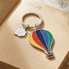 Keychain Pendant Enamel Rainbow Hot Air Balloon Charm Key Holder with Smiling Cloud Decorative Backpack Accessory
