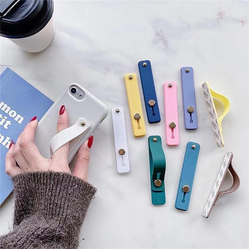 1pc Universal Silicone Wristband Phone Holder Finger Ring Phone Hand Band Bracket Push Pull Grip Phone Stand Sticker Accessories