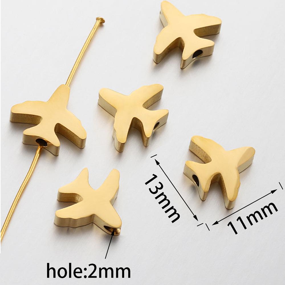 5pcs Stainless Steel Polish Heart Bracelet Beads Moon Star Airplane Spacer Beads DIY Jewelry Making Necklace Findings Wholesale