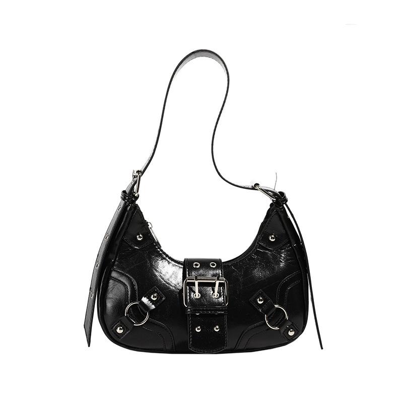 Motorcycle Bag, Fashionable Dumpling Bag, Underarm Bag, Commuter Crescent Bag, High-quality Single-shoulder Crossbody Bag