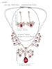 Luxury Red Zircon Necklace Earring Set for Women Elegant Water Drop Design Crystal Jewelry Party Wedding Evening Accessories