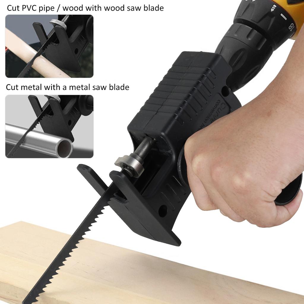 Portable Reciprocating Saw Adapter Kit Electric Drill Converter Modified Tool with Ergonomic Handle and 9 Saw Blades