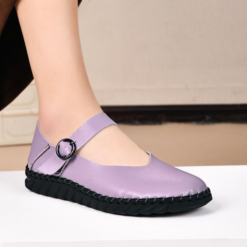 Classic versatile round head with thick heel Mary Jane single shoes flat-soled small leather shoes
