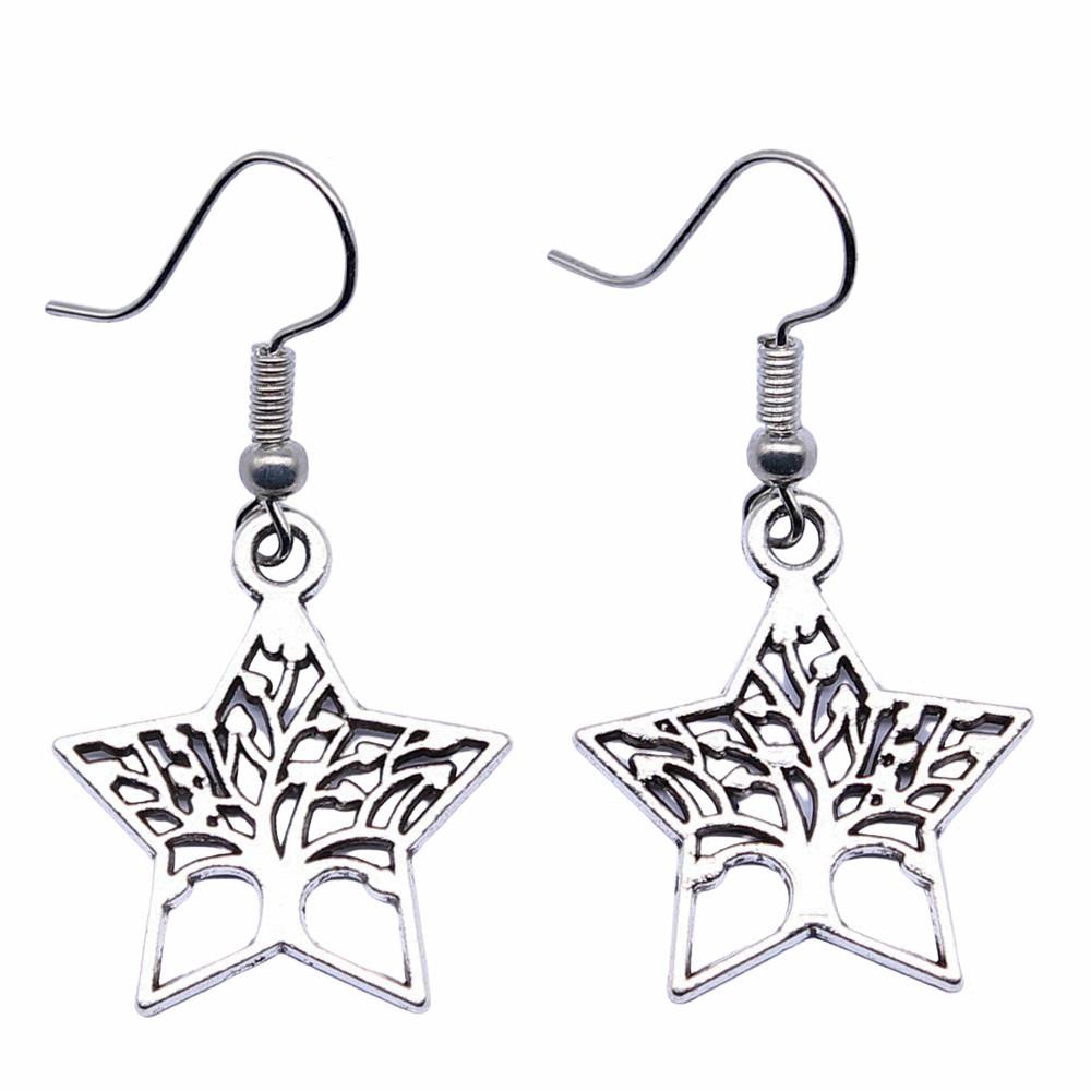 Tree Of Life Dangle Earrings Openwork Nature Boho Style Drop Jewelry For Female