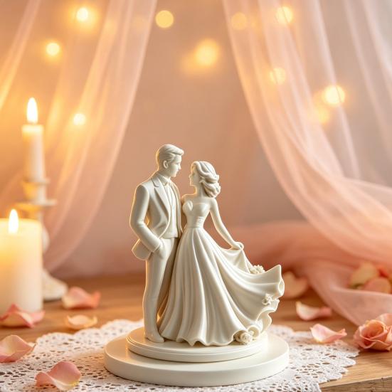 Desktop Ornament 3D Printed Bride Groom Figure Romantic Sculpture Home Style Decorative Figurine Wedding