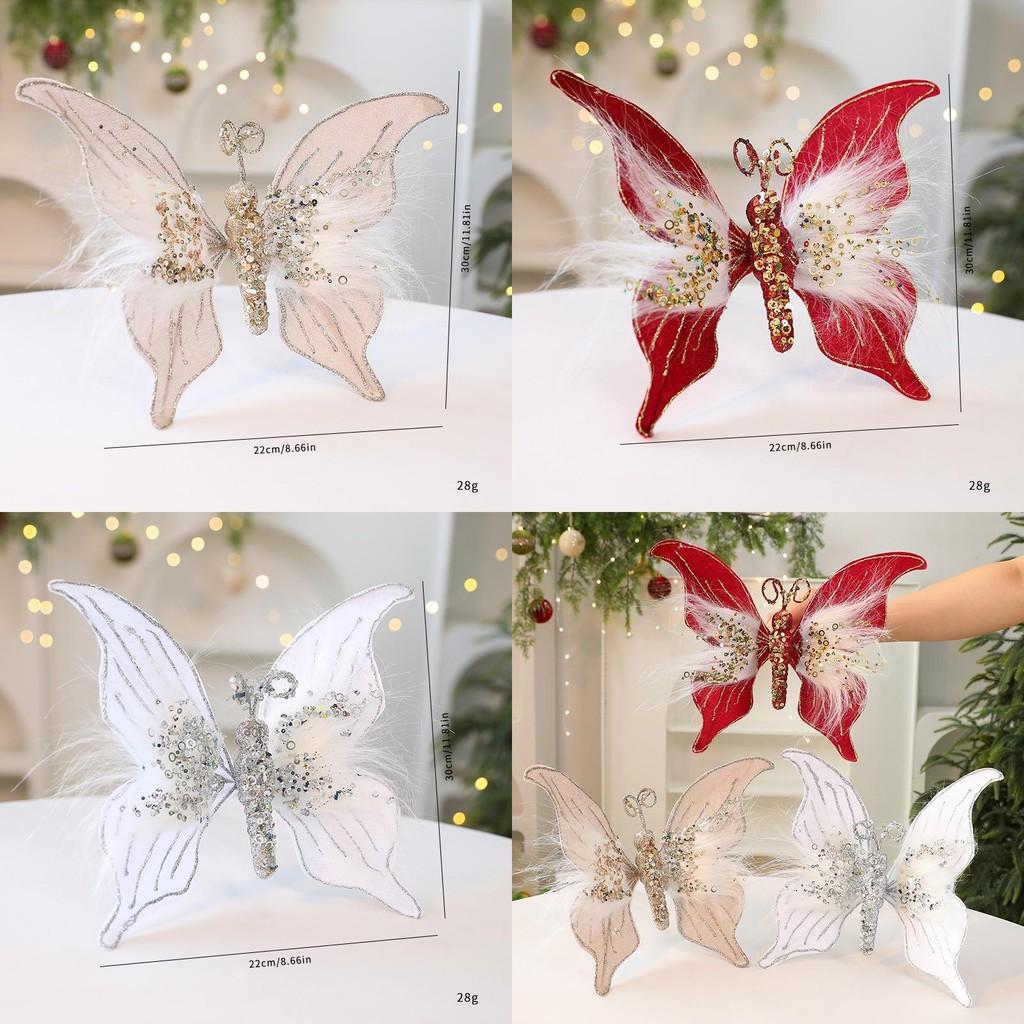 Celebration Christmas Butterfly Decor Props With Soft Fabric Accessories Party