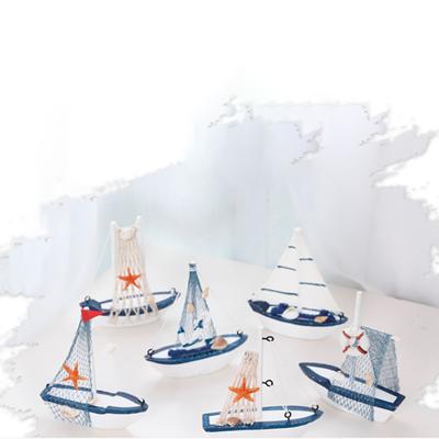 Segelboot-Modell aus Holz, Segelboot, Heimdekoration, Strand, nautischem Design, Marineblau
