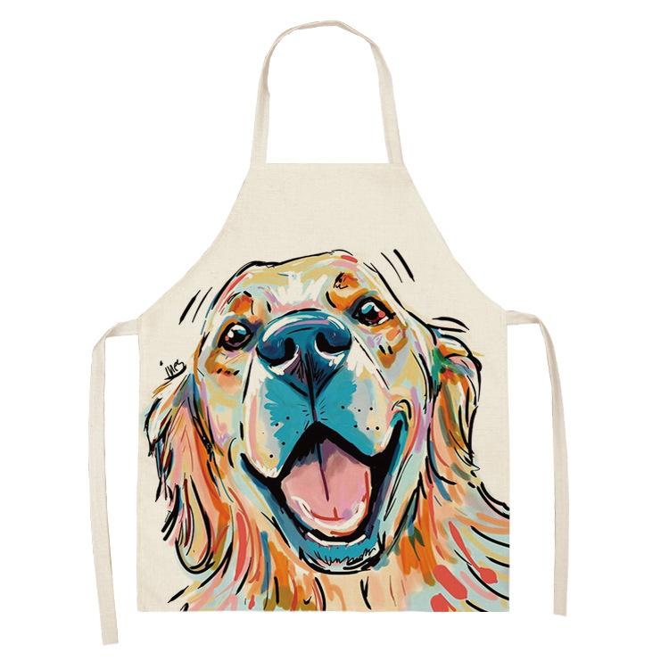 Hot Sale Cartoon Anime Pet Dog Dog Sleeveless Apron Drawing Graffiti Kitchen Anti-fouling Creative Linen Apron