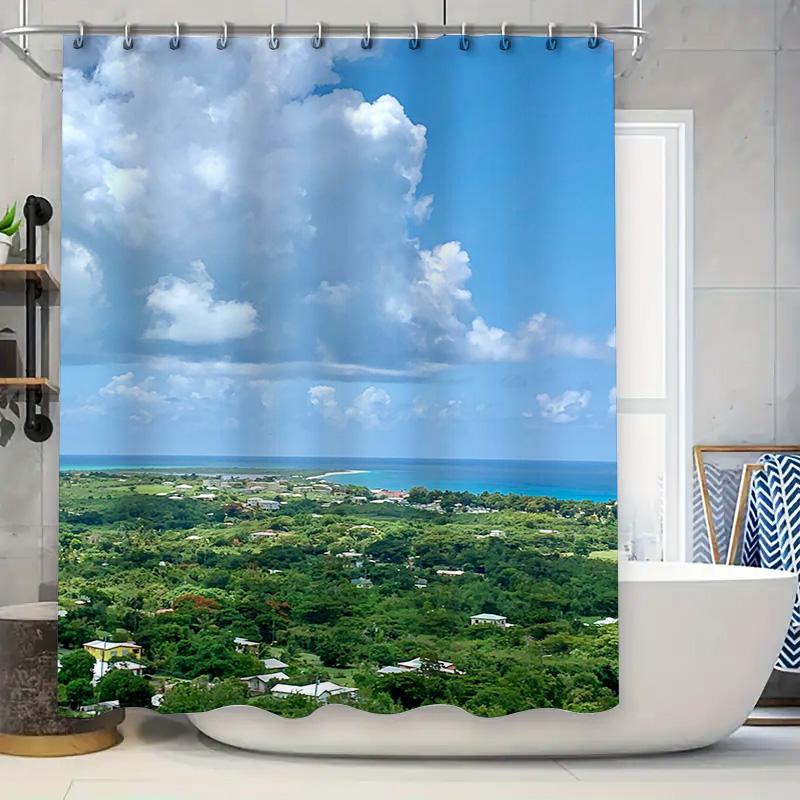 

Outdoor Shower Curtain With Cloudscape Design Waterproof Fabric For Bathroom Decorations. W60H190(CM)-1 Pcs